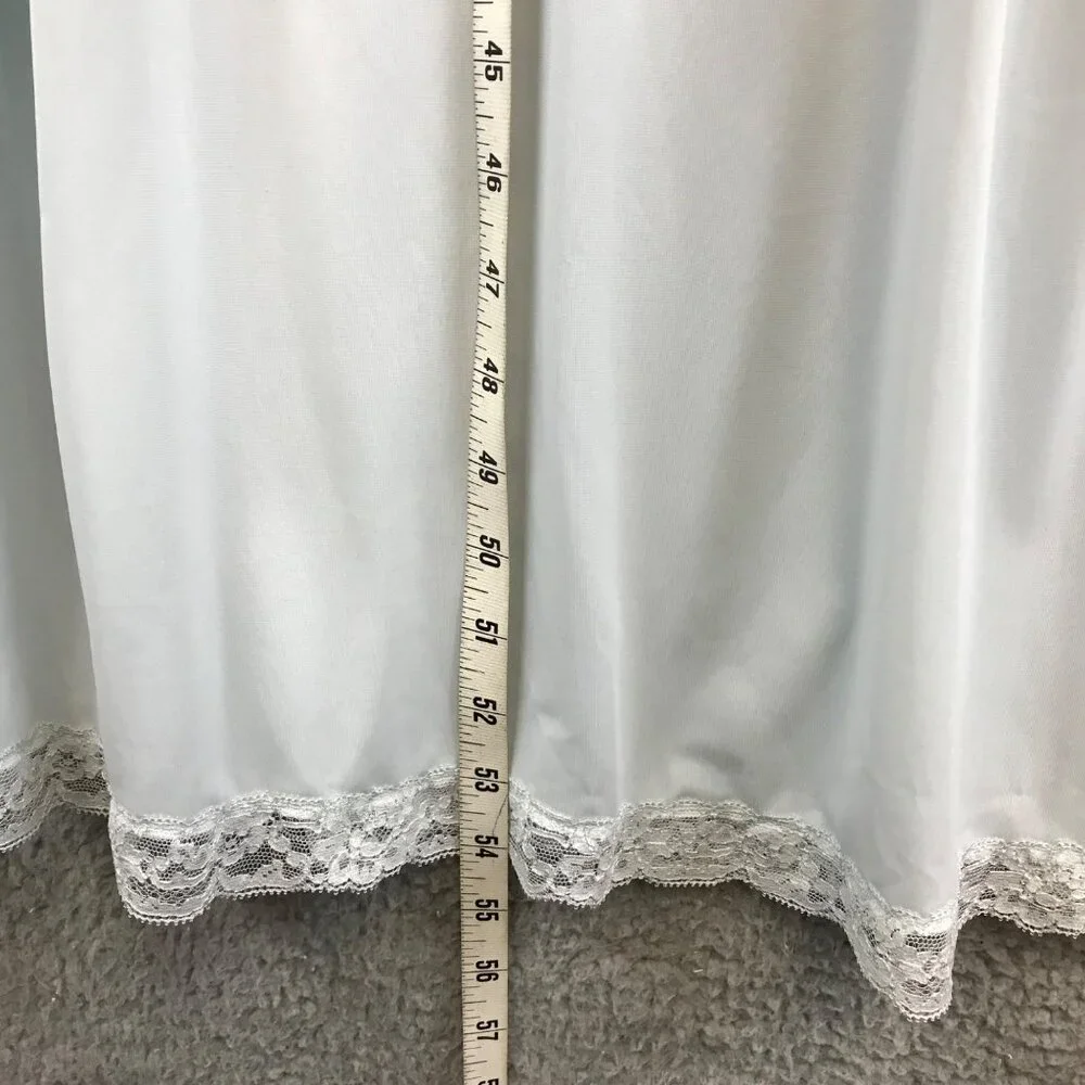 Vintage Shadowline Bridgerton Nightgown Boudoir PJs size 10 petite Blue 70s Lace - Picture 13 of 14